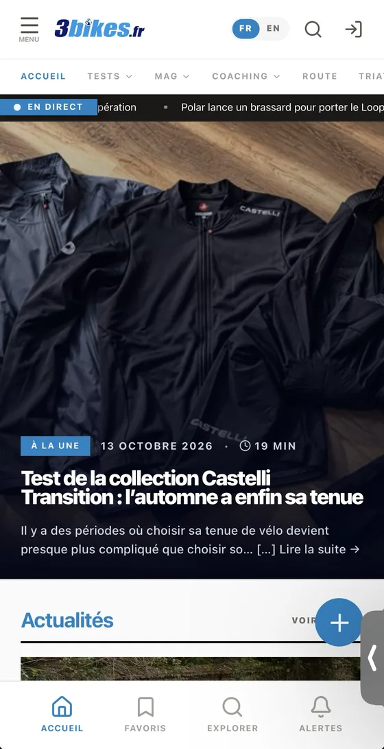 Fil d'actualité de l'app 3Bikes sur iPhone