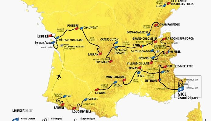 carte détaillée du tour de france