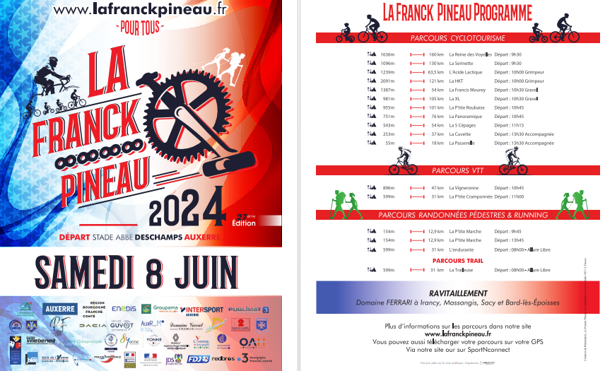 La randonnée la Franck Pineau aura lieu le 8 juin 2024 à Auxerre