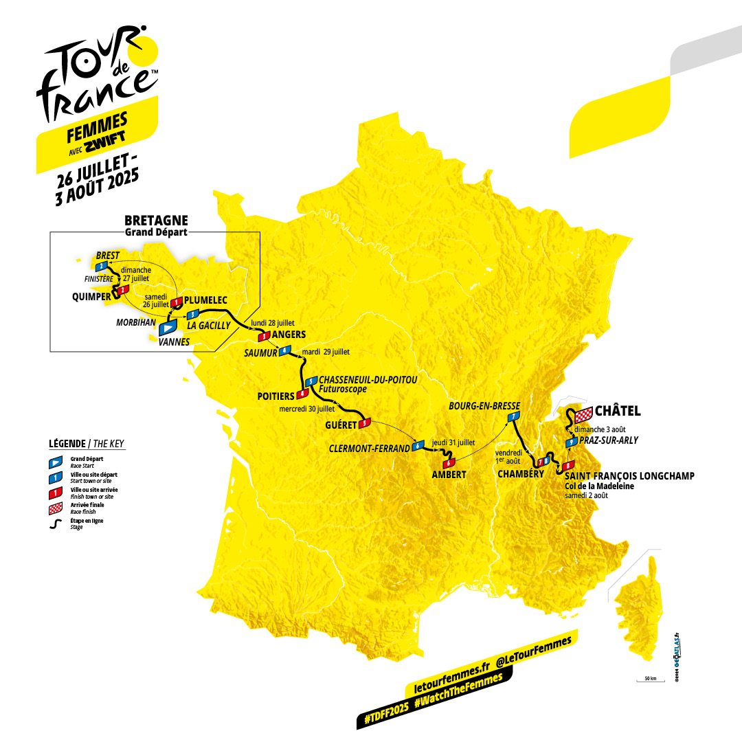 Tour de France Femmes 2025 avec Zwift le parcours 3bikes.fr votre magazine vélo et triathlon