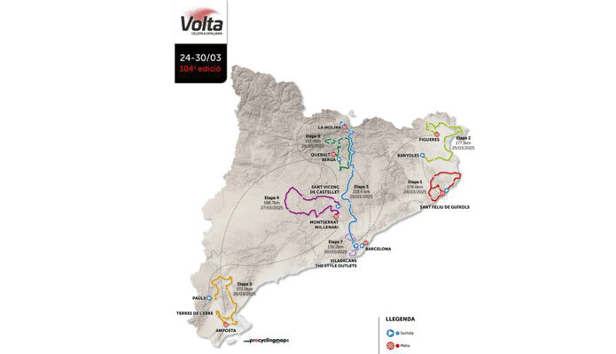 Ronde van Catalonië 2025: de route, kaarten en etappeprofielen, en de deelnemers voor deze 104e editie