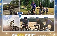 Plusieurs cyclistes roulant sur route ou en VTT et logo Giant Store en bas.