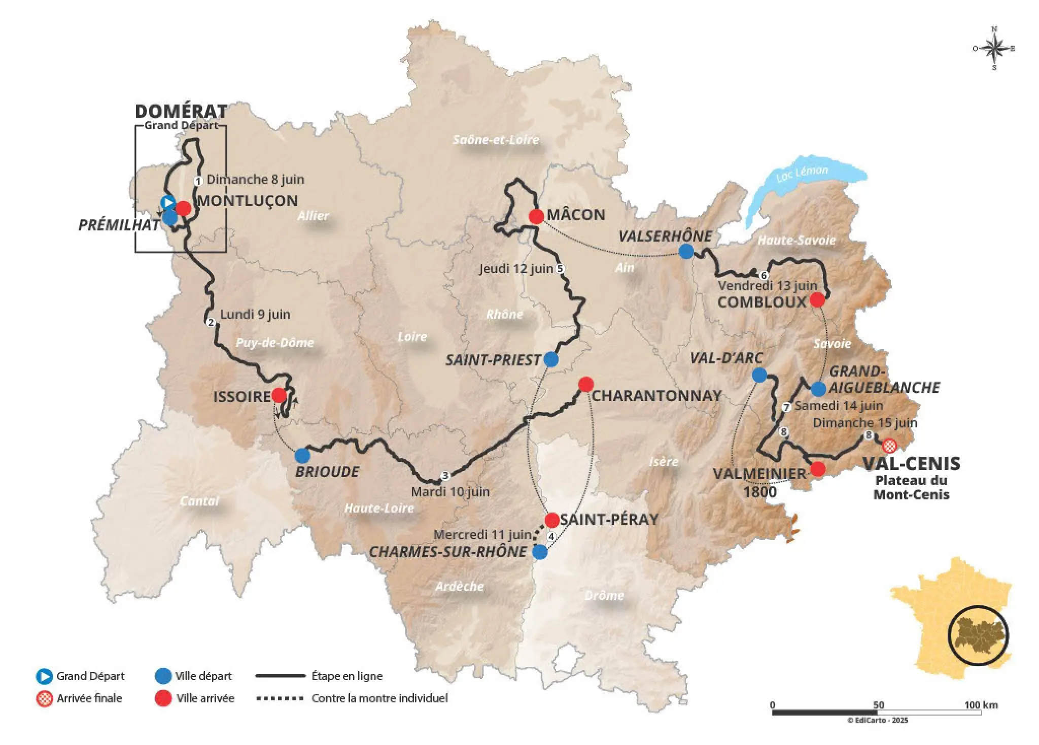 Critérium du Dauphiné 2025: the route, stage maps and profiles, teams and TV broadcast schedules for the 77th edition