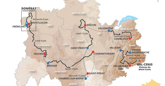 Critérium du Dauphiné 2025: het parcours, de kaarten en de profielen van de etappes, de teams en de tv-uitzendingen van de 77e editie - 3bikes.fr uw fiets- en triatlonmagazine