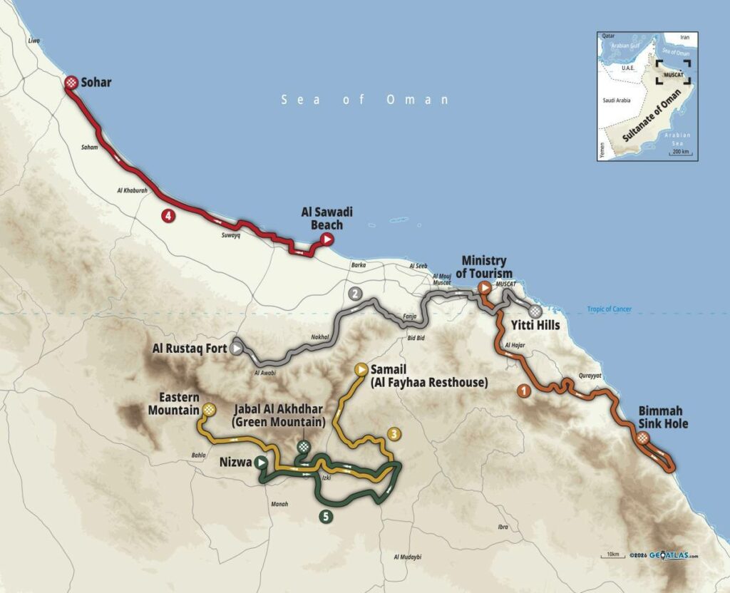 Tour D Oman 2026 Le Parcours Les Cartes Et Les Profils Des Tapes 2026 Tour Oman Parcours Map 1024x832 