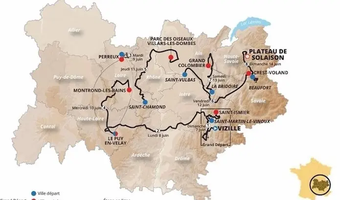 Tour Auvergne-Rhône-Alpes 2026 : tout le parcours et les coureurs engagés
