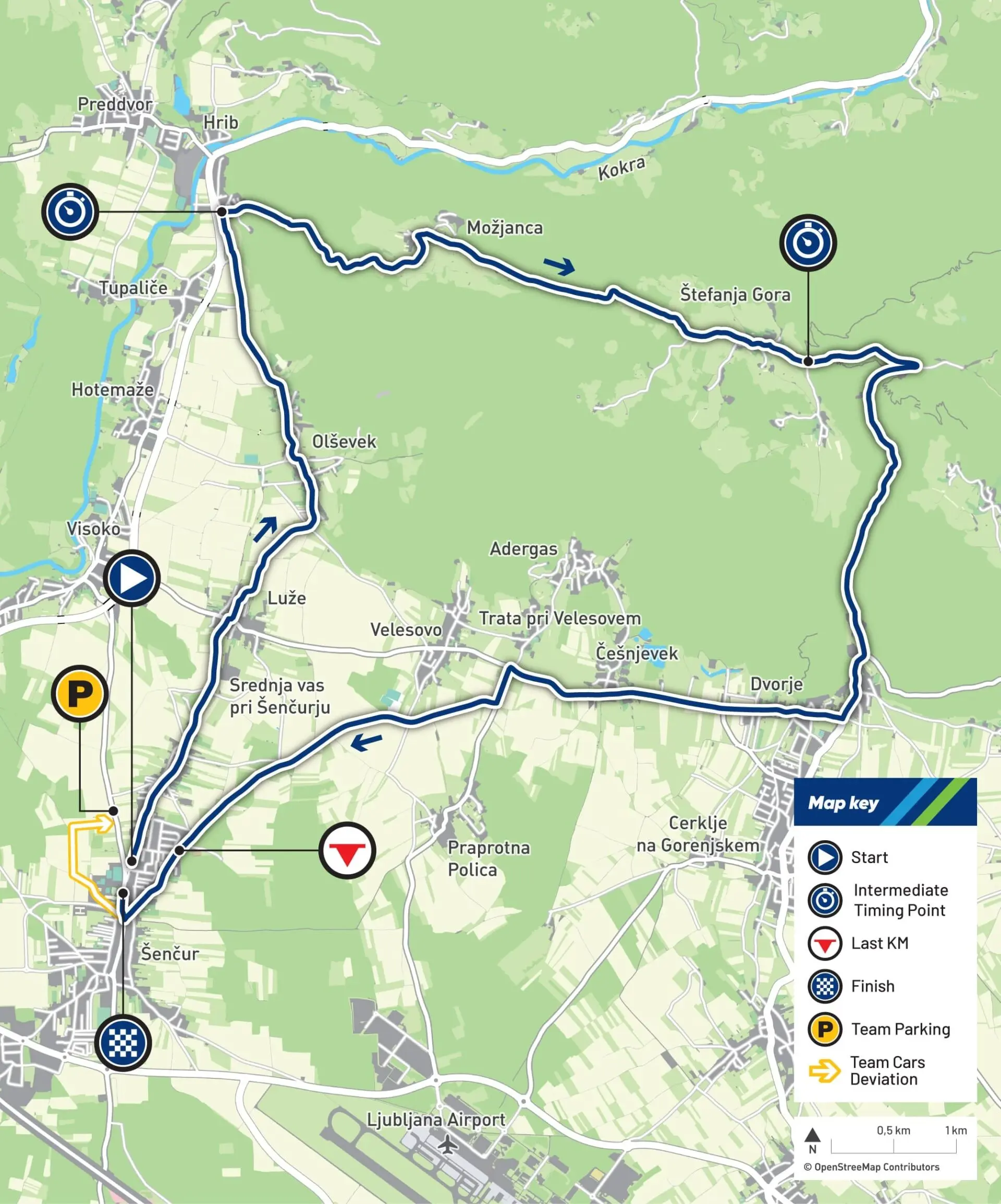 Championnat route cyclisme Ljubljana 2026 parcours CLM hommes carte