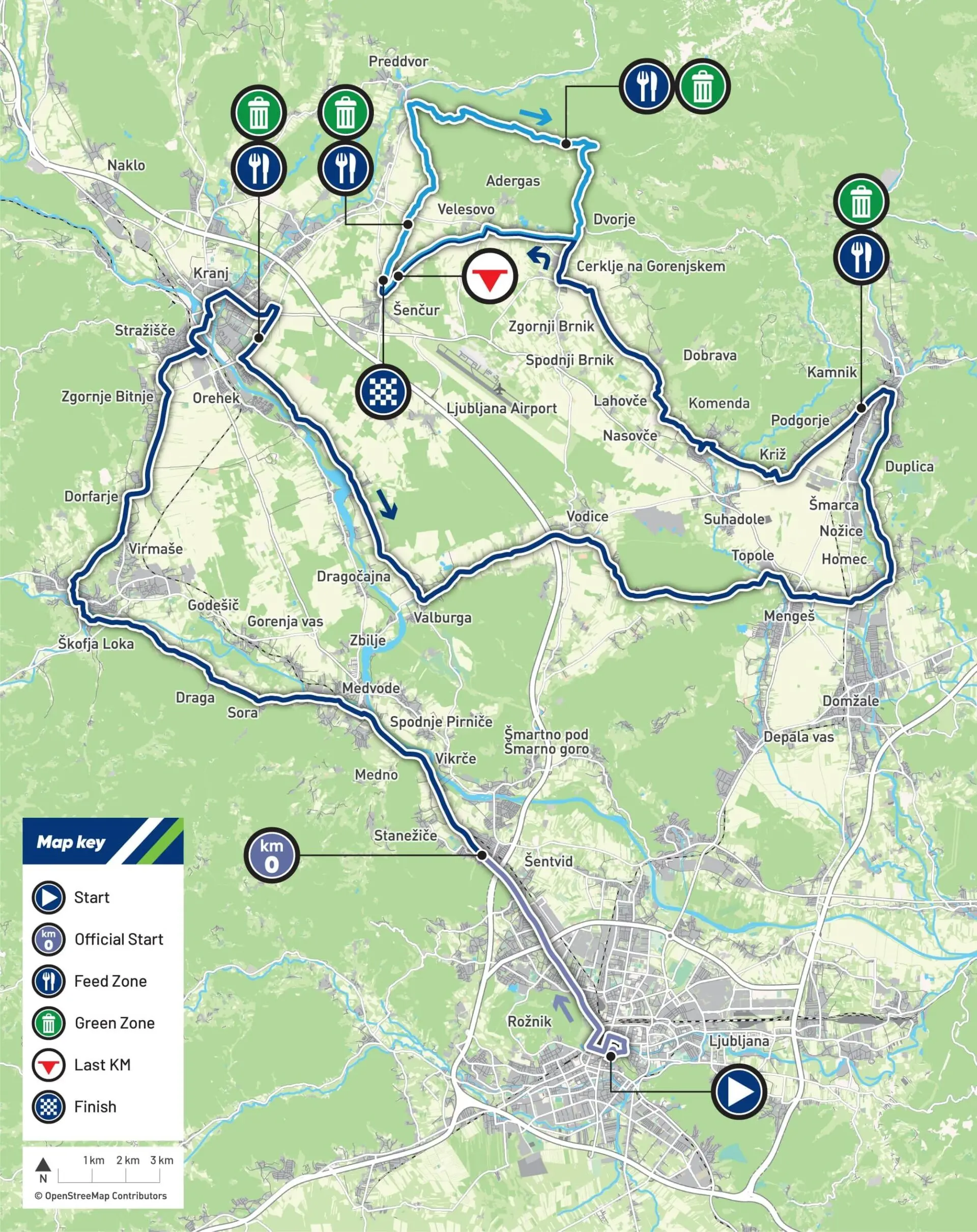 Championnat route cyclisme Ljubljana 2026 parcours hommes carte
