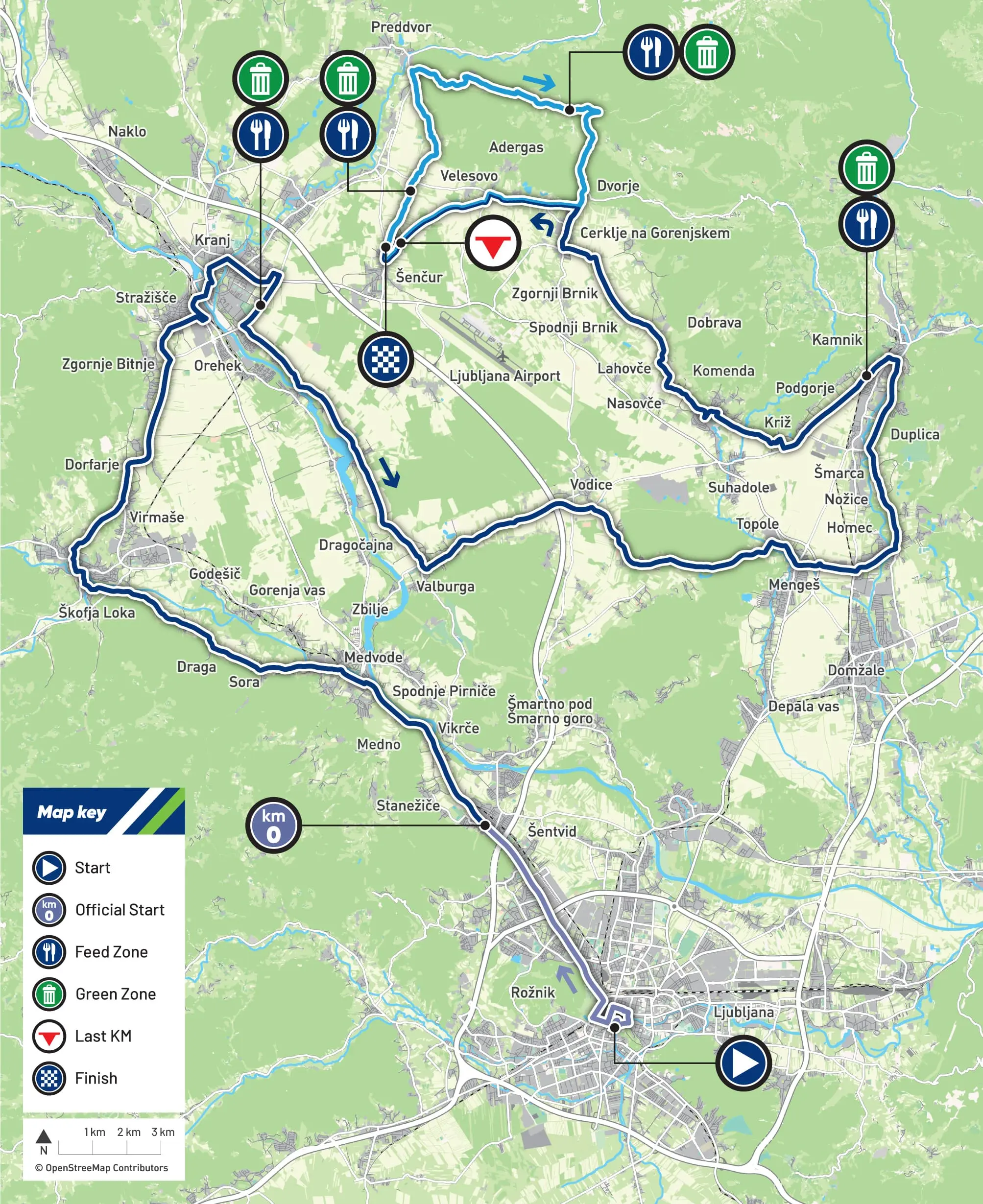 Championnat route cyclisme Ljubljana 2026 parcours femmes carte