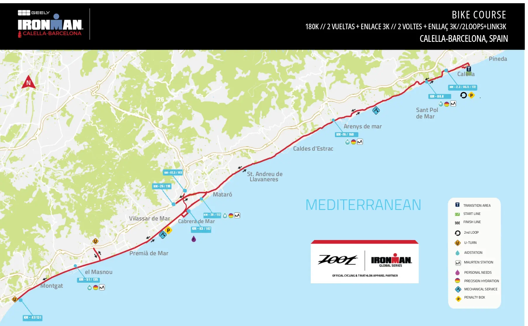 Parcours vélo bike Ironman Calella-Barcelona 2026