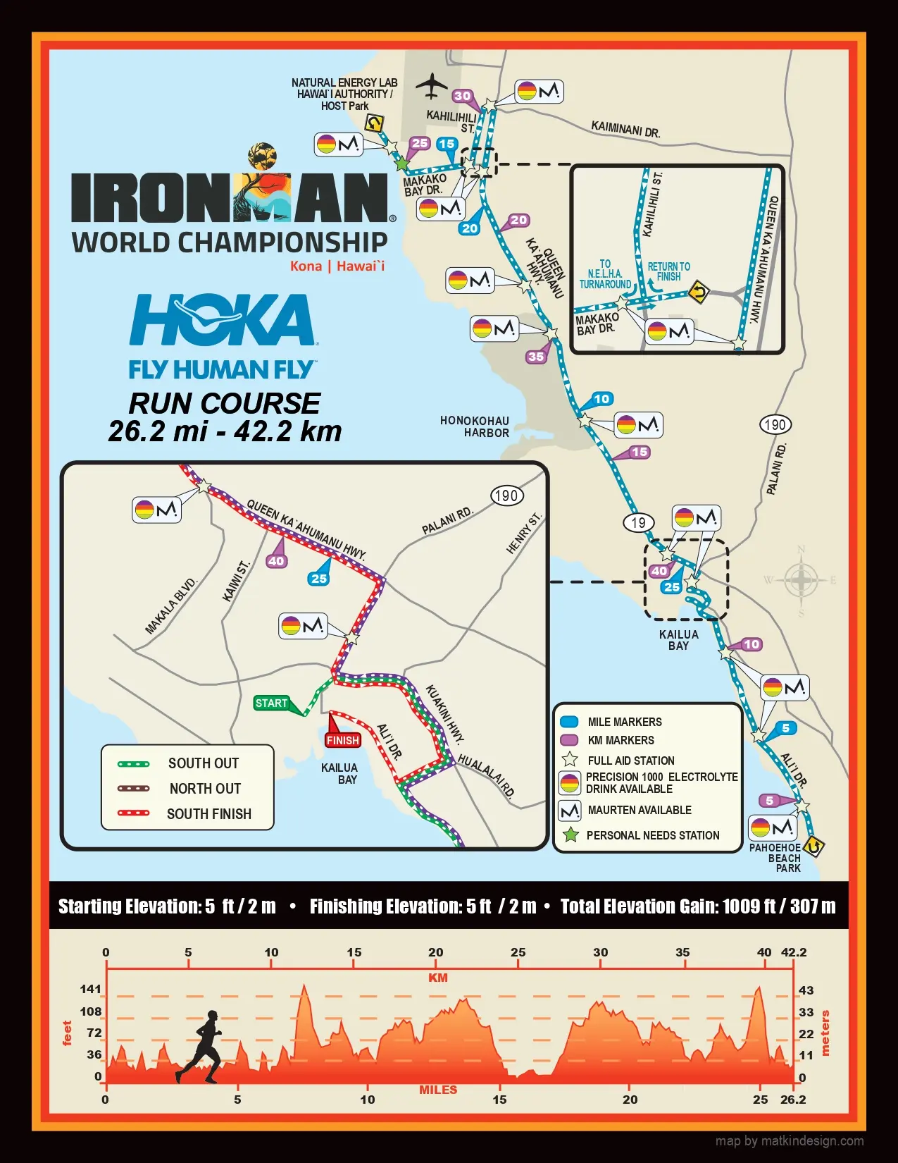 La carte de la course à pied de l'Ironman World Championship Kona 2026