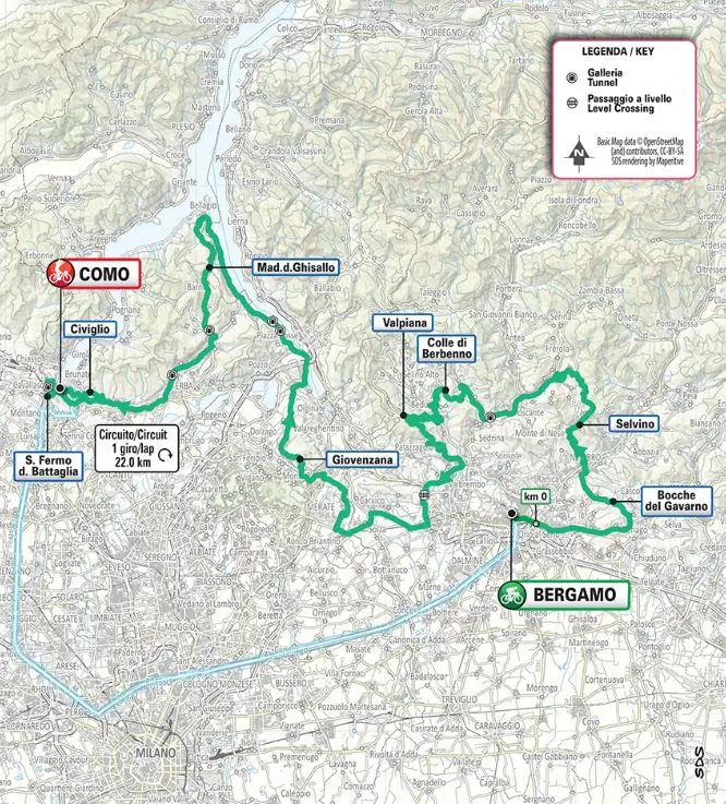 La carte du Tour de Lombardie 2026
