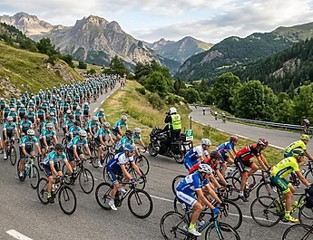 Grand peloton de cyclistes