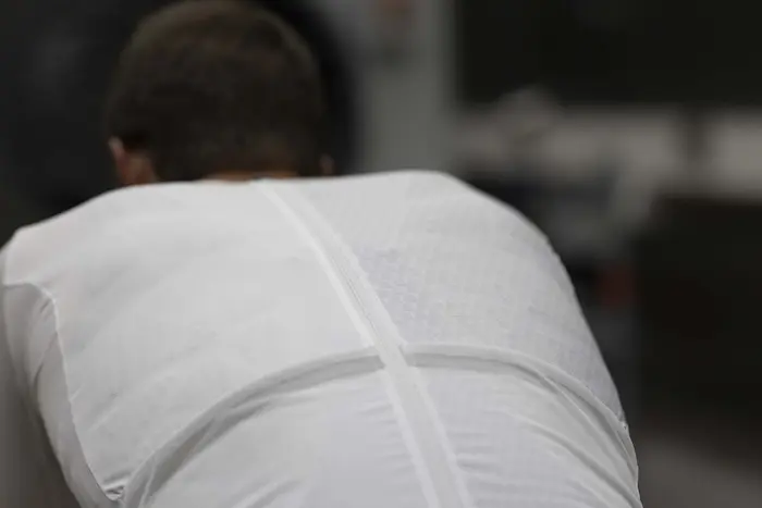 deux tissus sur maillot de cyclisme